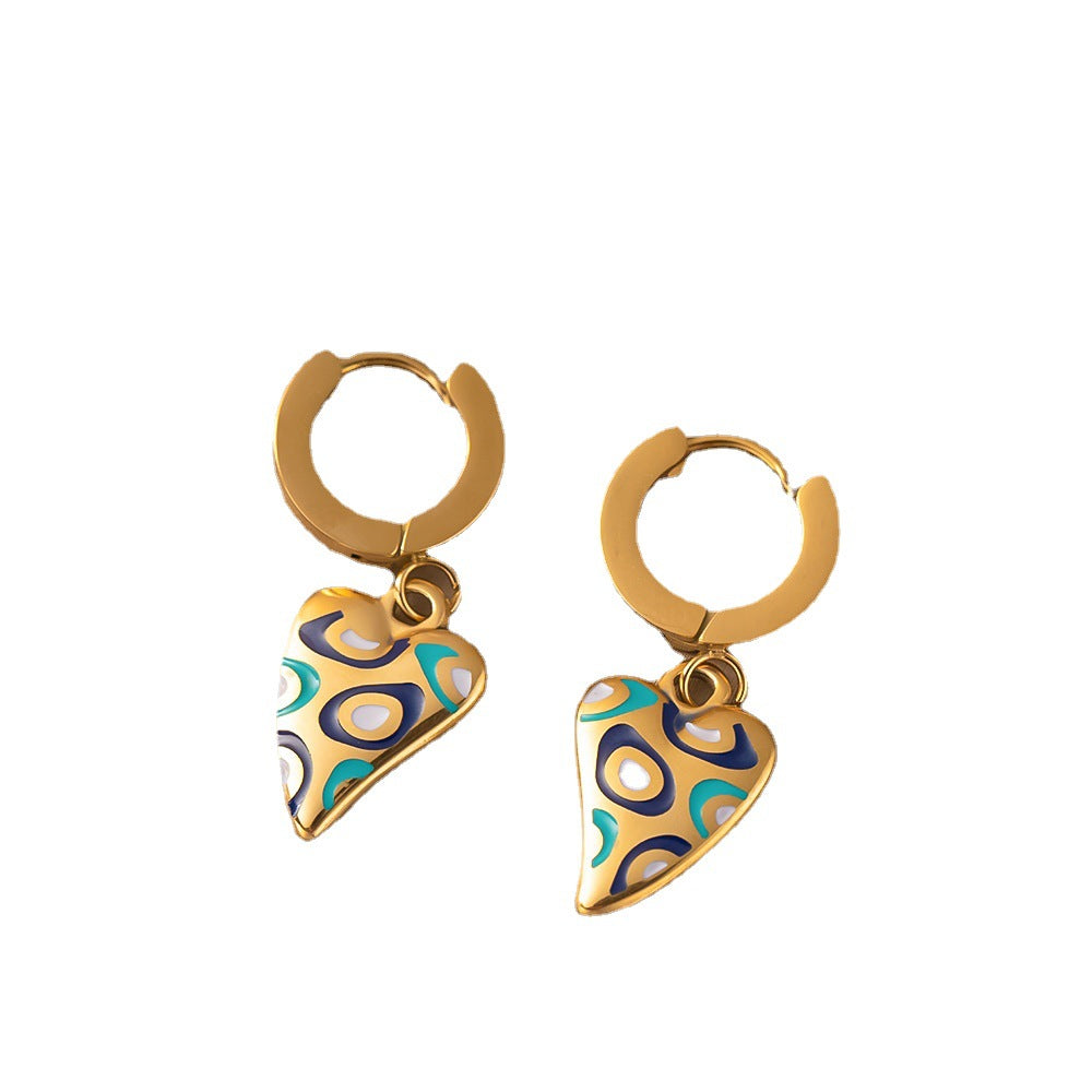 Wholesale Colored Peach Heart Pendant Titanium Steel Necklace