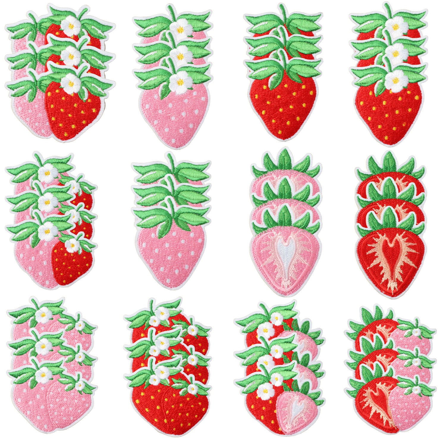 Wholesale Cream Strawberry Iron On Embroidery Patch For Kids Clothing Cute Fruit Applique Decorative Sew On DIY Craft Gift And Boutique Resale