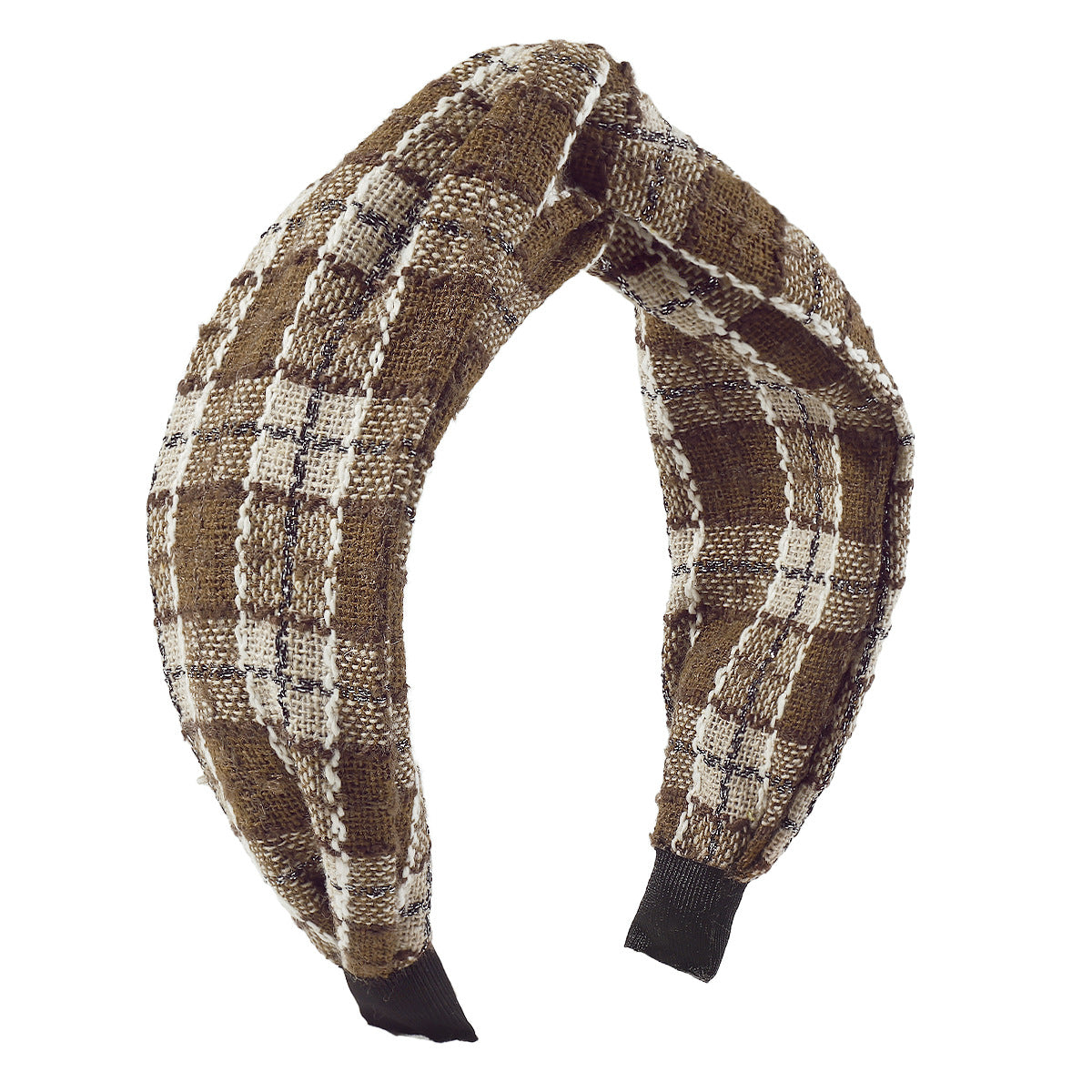 Wholesale Wide Edge Knotted Plaid Fabric Hairbands