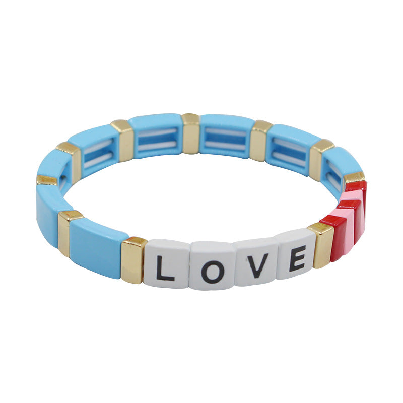 Wholesale Bohemian Alphabet Stretch Alloy Bracelet