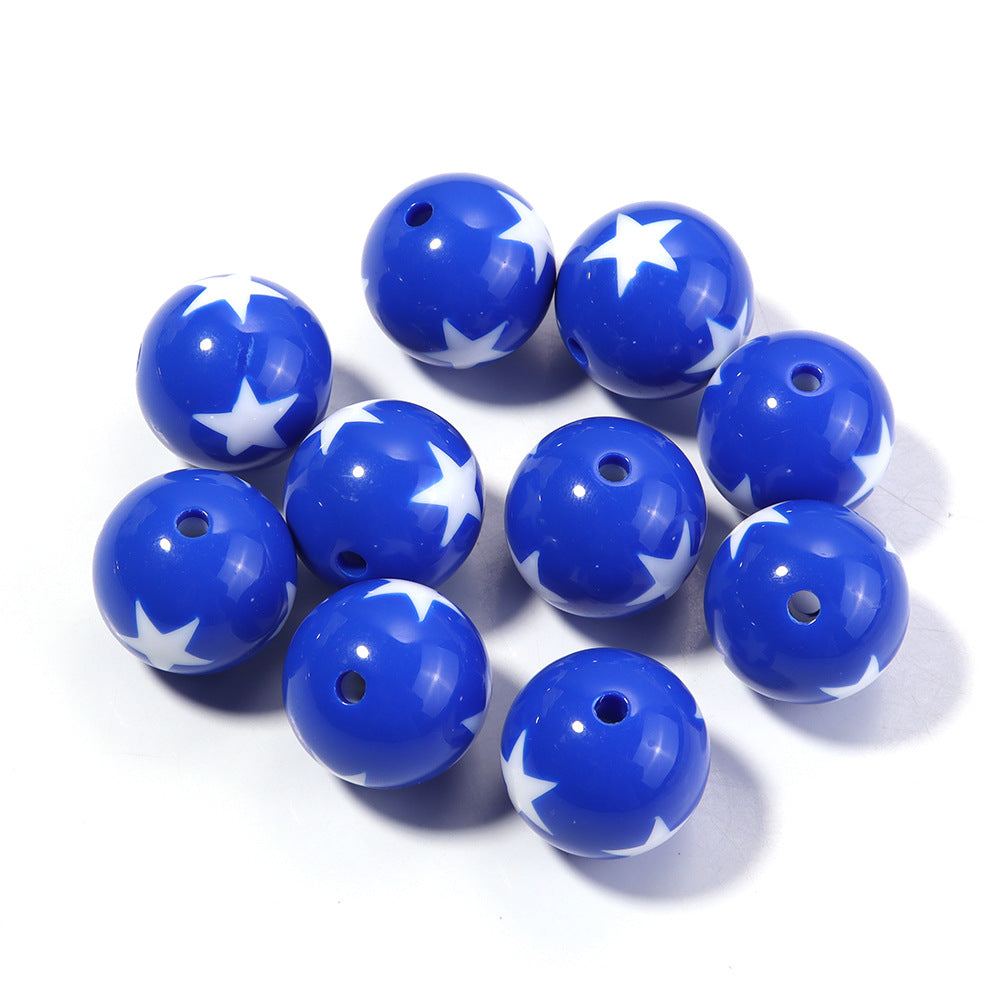 Wholesale 20pcs Painted double-sided heart-shaped pentagram Acrylic Beads