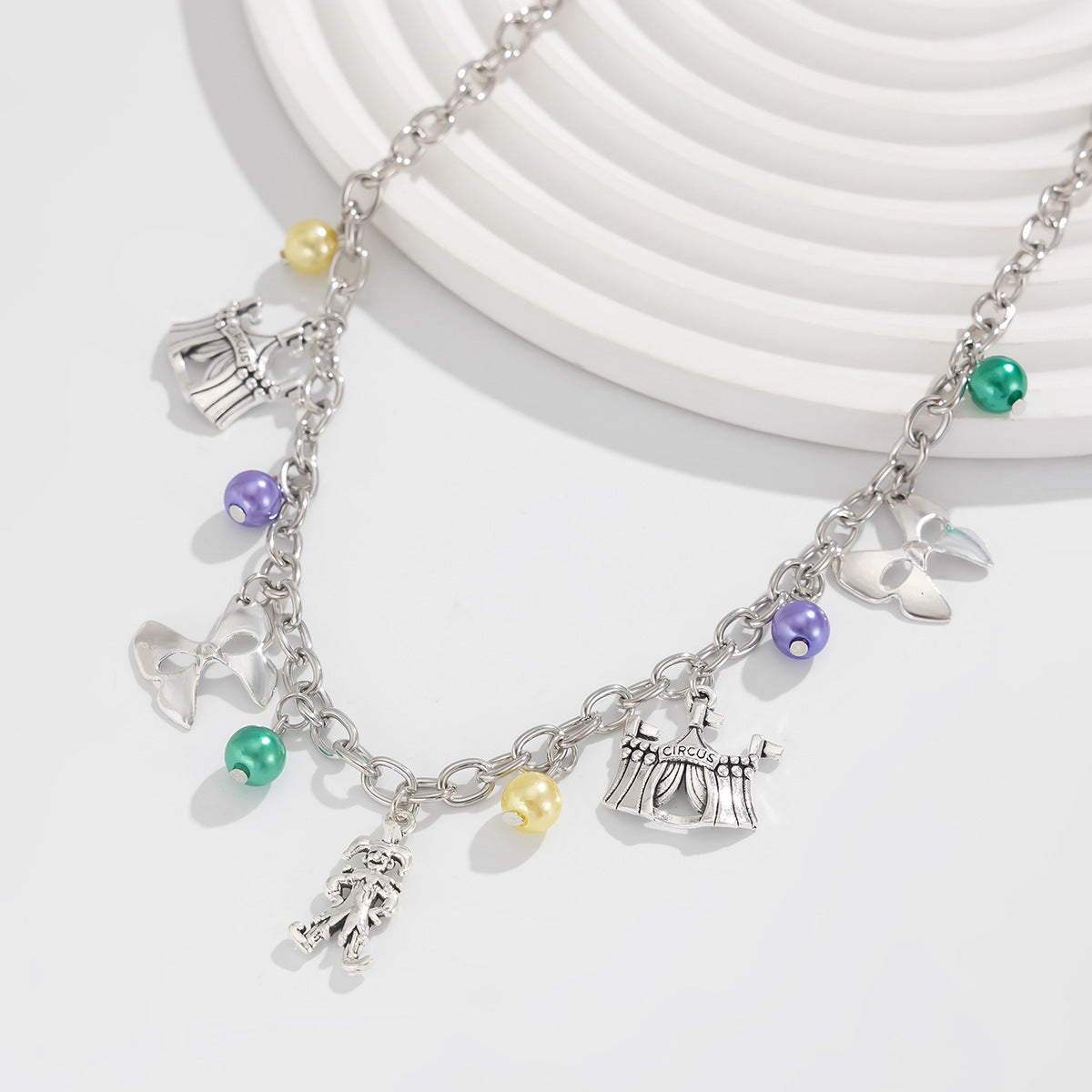 Wholesale Jewelry Carnival Mask Pearl Cross Chain Necklace High-grade Alloy Necklace suit