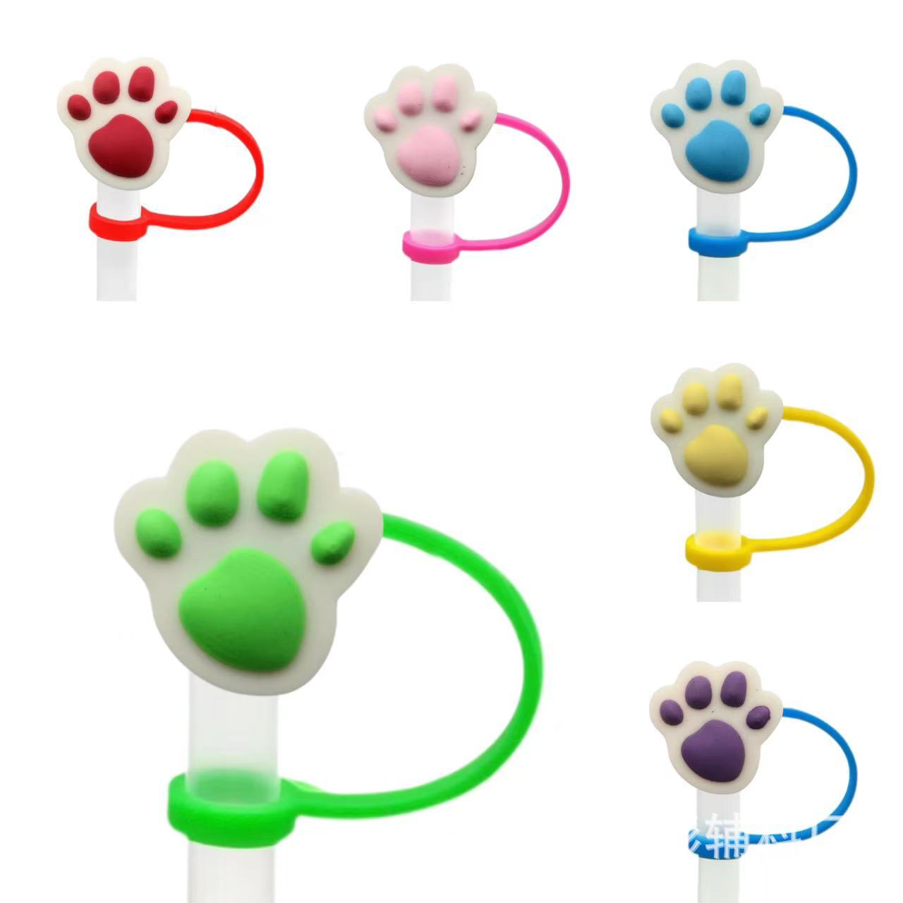 Wholesale 10pcs Paw print straw cover straw cap