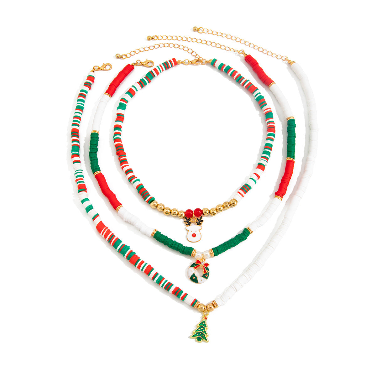 Wholesale Bell Christmas Tree Clay Bead Necklaces