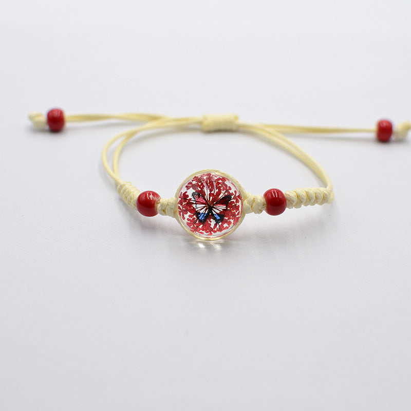 Wholesale Gypsophila Bracelet Glass Time Gem Real Flower Dried Flower Bracelet