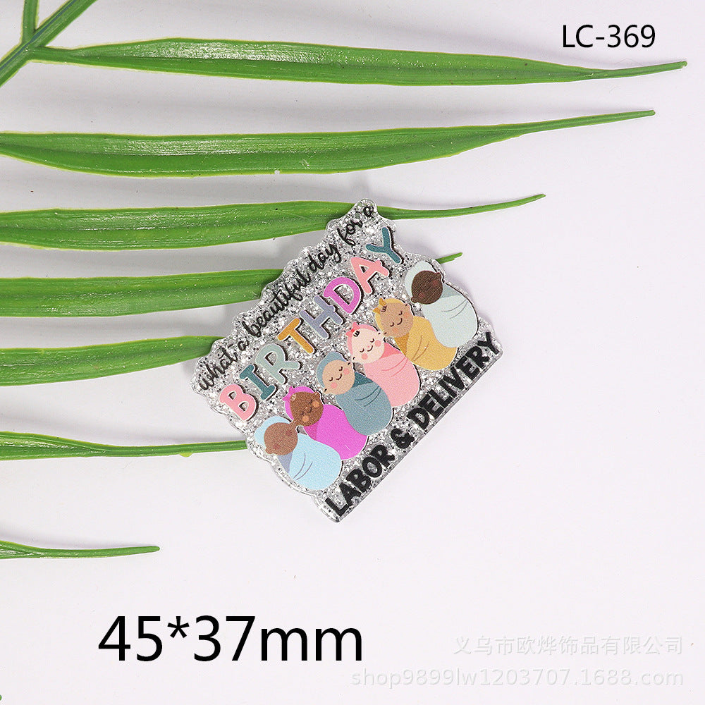 Wholesale 10pcs cartoon letter peach heart car Medical bag jewelry acrylic cute DIY patch accessories