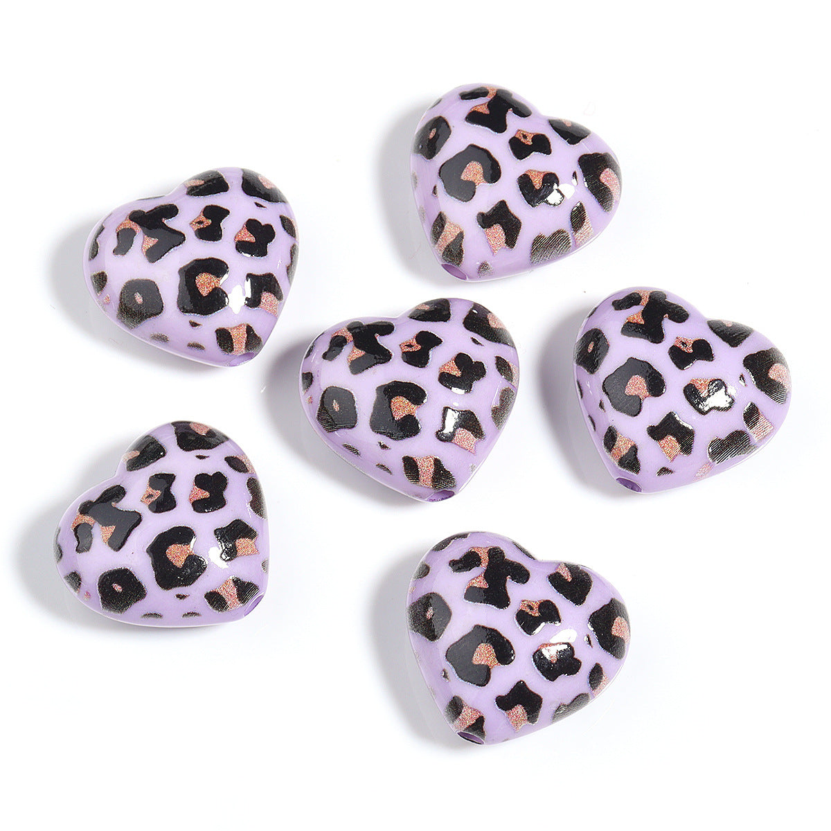 Wholesale 10pcs Colorful leopard print love acrylic beads