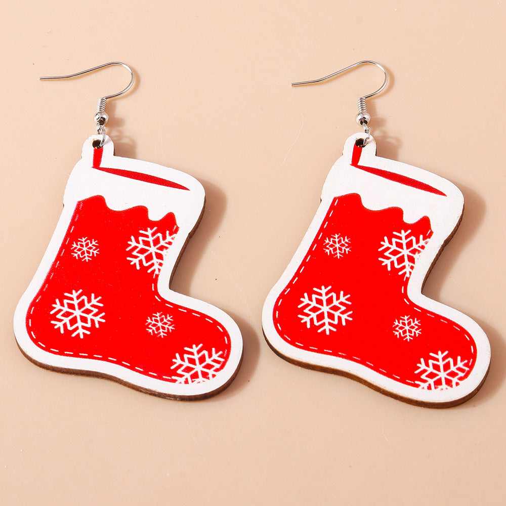 Wholesale Christmas Socks Earrings Cartoon Creative Cute  Plastic Snowflake Earrings