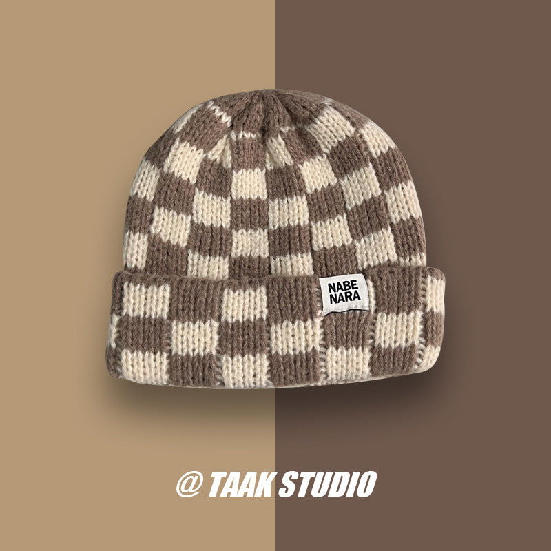 Wholesale Checkered knit hat for women