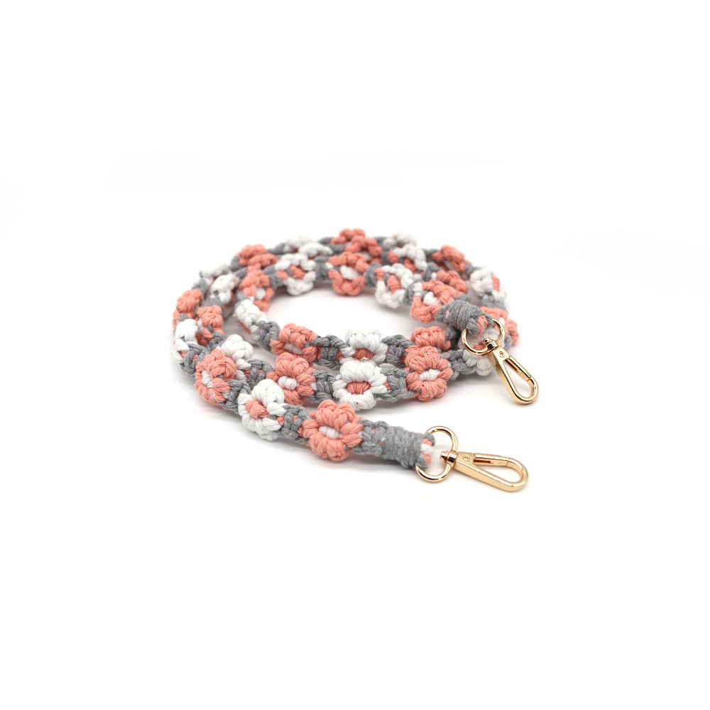 Wholesale Daisy Flower Cotton Rope Woven Mobile Phone Lanyard Keychain