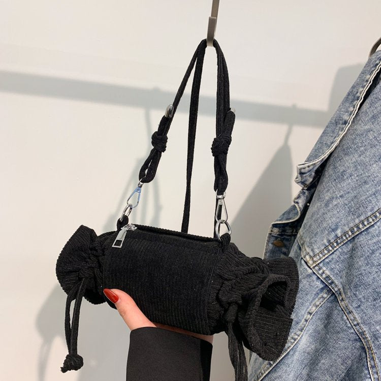 Wholesale Corduroy Candy Shoulder Messenger Bucket Bag