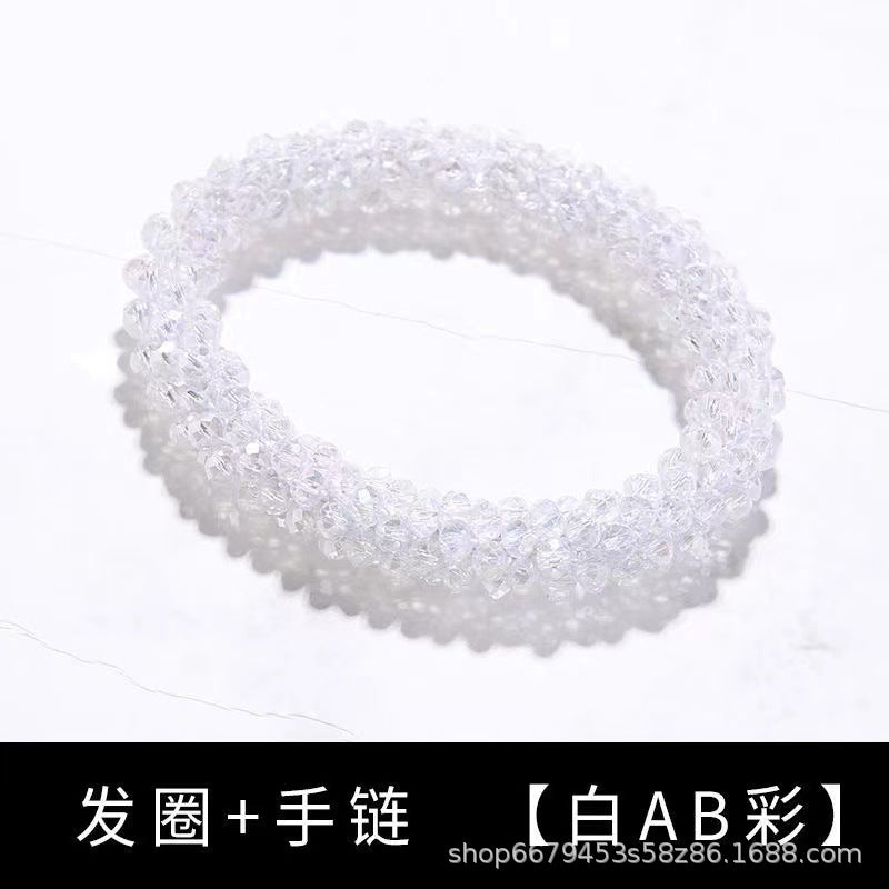 Wholesale Sequin Crystal Color Elastic Rubber Band Bracelet Dual Use