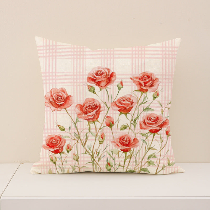 Wholesale  Pink With Printed Versatile Linen Material Valentine' s Day  Pillow Cover
