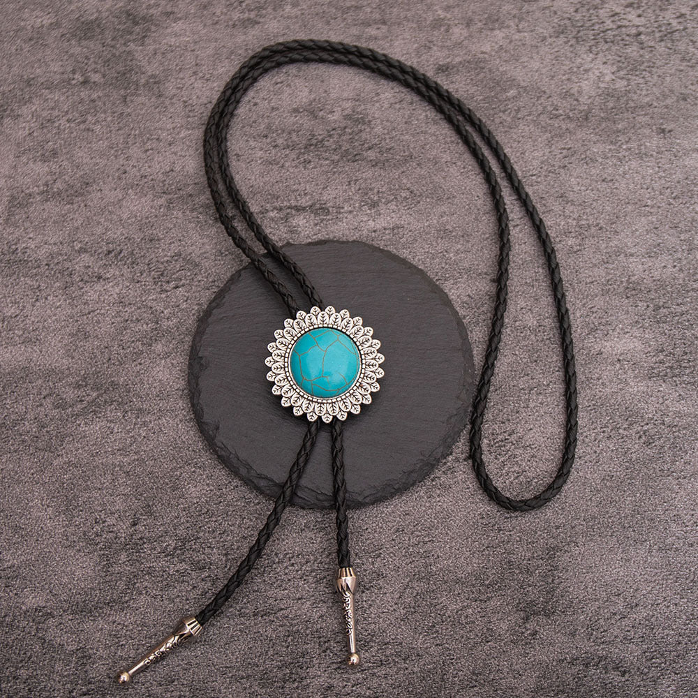 Wholesale Turquoise Pattern Alloy Bolo Tie Necklace