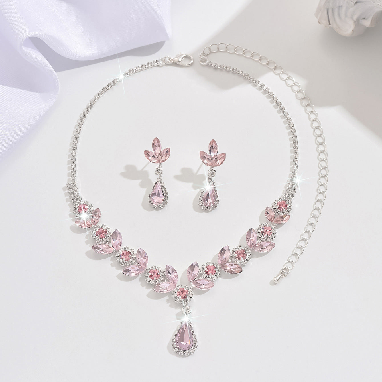 Wholesale Crystal Purple Rhinestone Necklace Earrings
