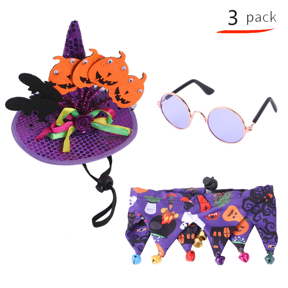 Wholesale 2PCS Halloween Set Cat Funny Hat Triangle Polyester Cloak