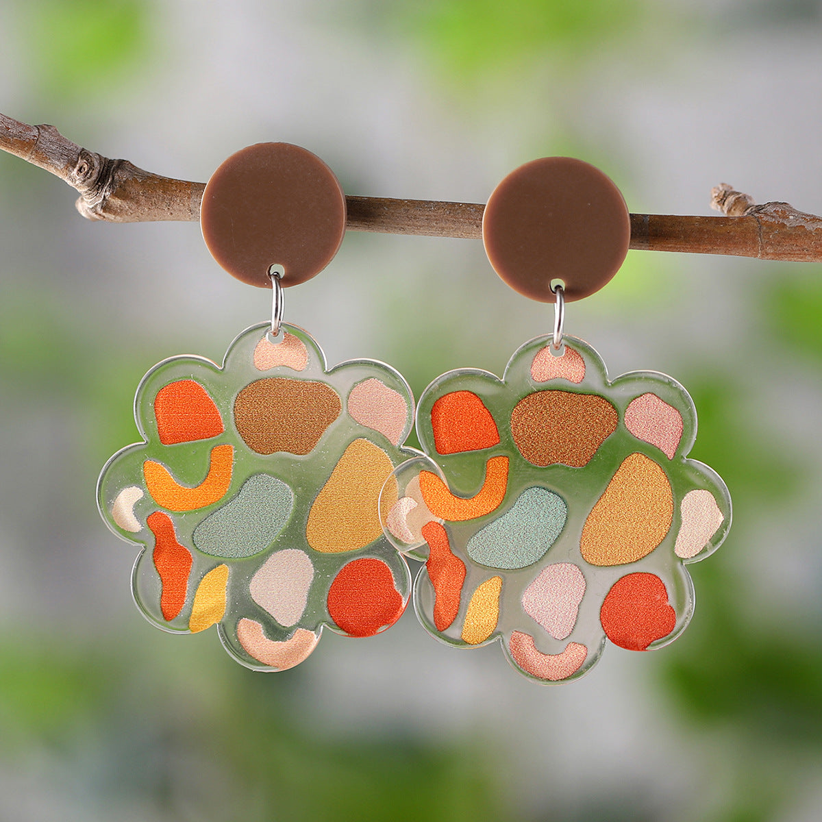 Wholesale Spring and summer flower leaf pendant earrings acrylic earrings