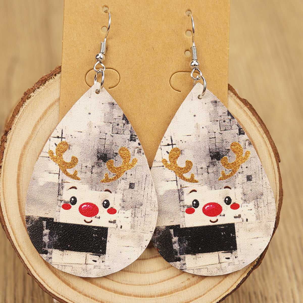 Wholesale Cute Christmas Tree  Plaid Christmas Tree Leopard Print Women' s Earrings