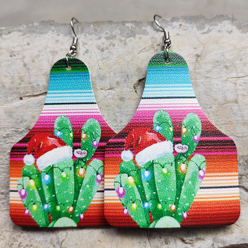 Wholesale 2pairs/pack Cross Drop Shape Western Cowboy Leather Earrings