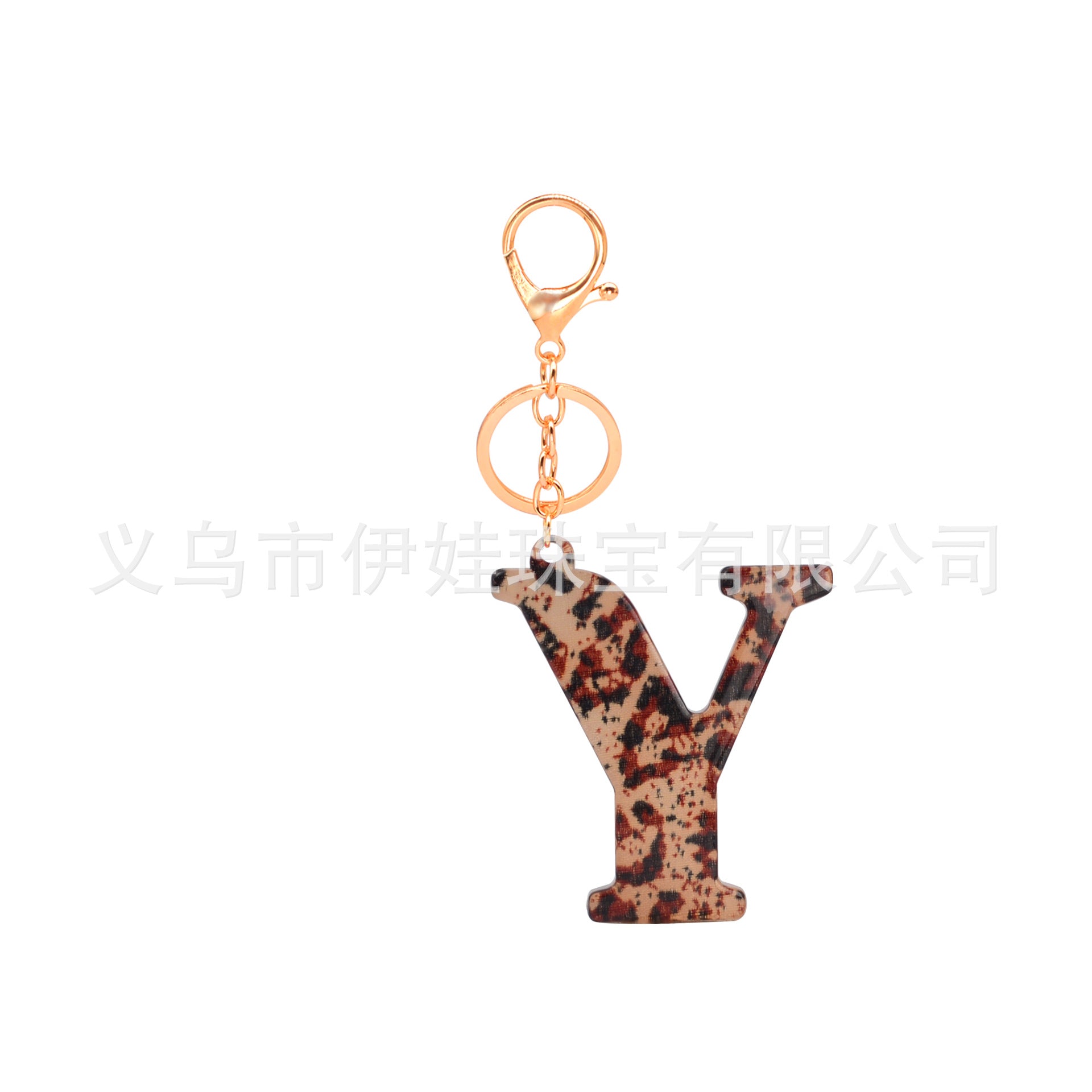 Wholesale  26 letters complete  Acrylic leopard print letter keychain