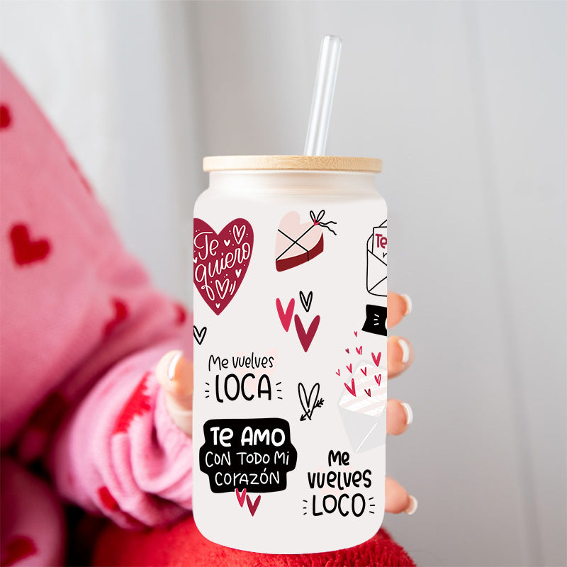 Wholesale Pink Love Wedding 16oz Cup UV DTF Wraps