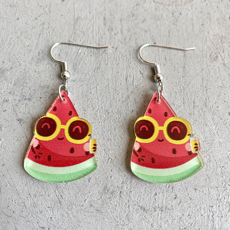 Wholesale 2 Pairs/Pack Fruit Acrylic Asymmetrical Earrings