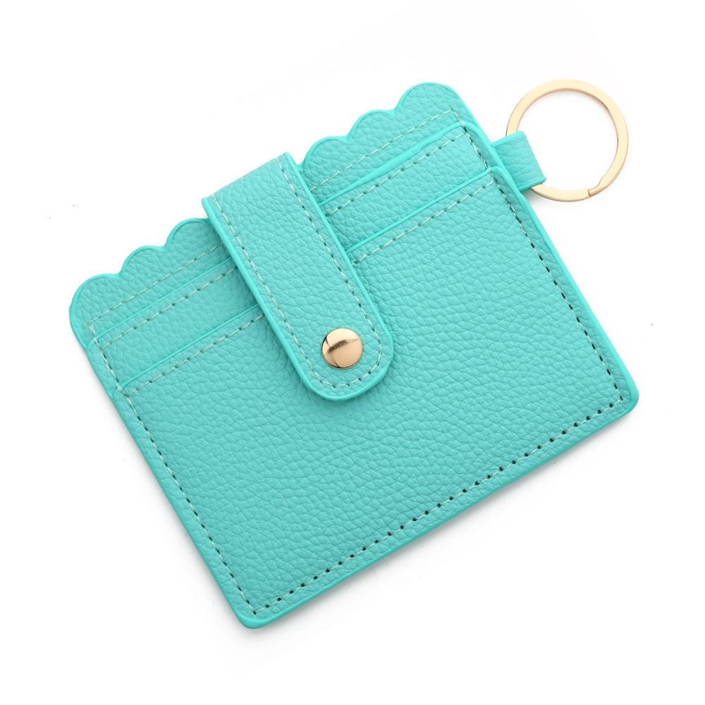 Wholesale Solid Color PU Leather Card Holder Multi-Card Keychain