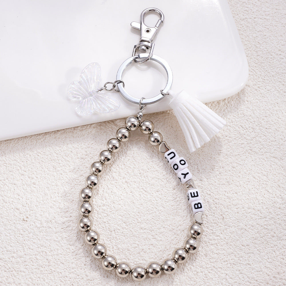Wholesale Handmade Beaded Accessories English Letter Keychain