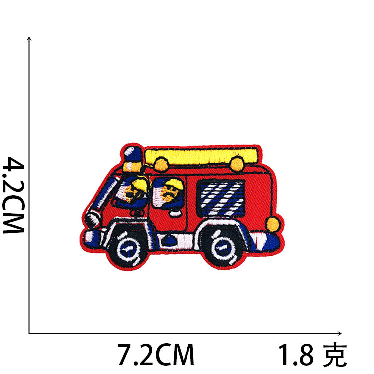 Wholesale Stylish Construction Vehicle Embroidery Patches Self Adhesive Polyester Cloth Applique For Clothing And DIY