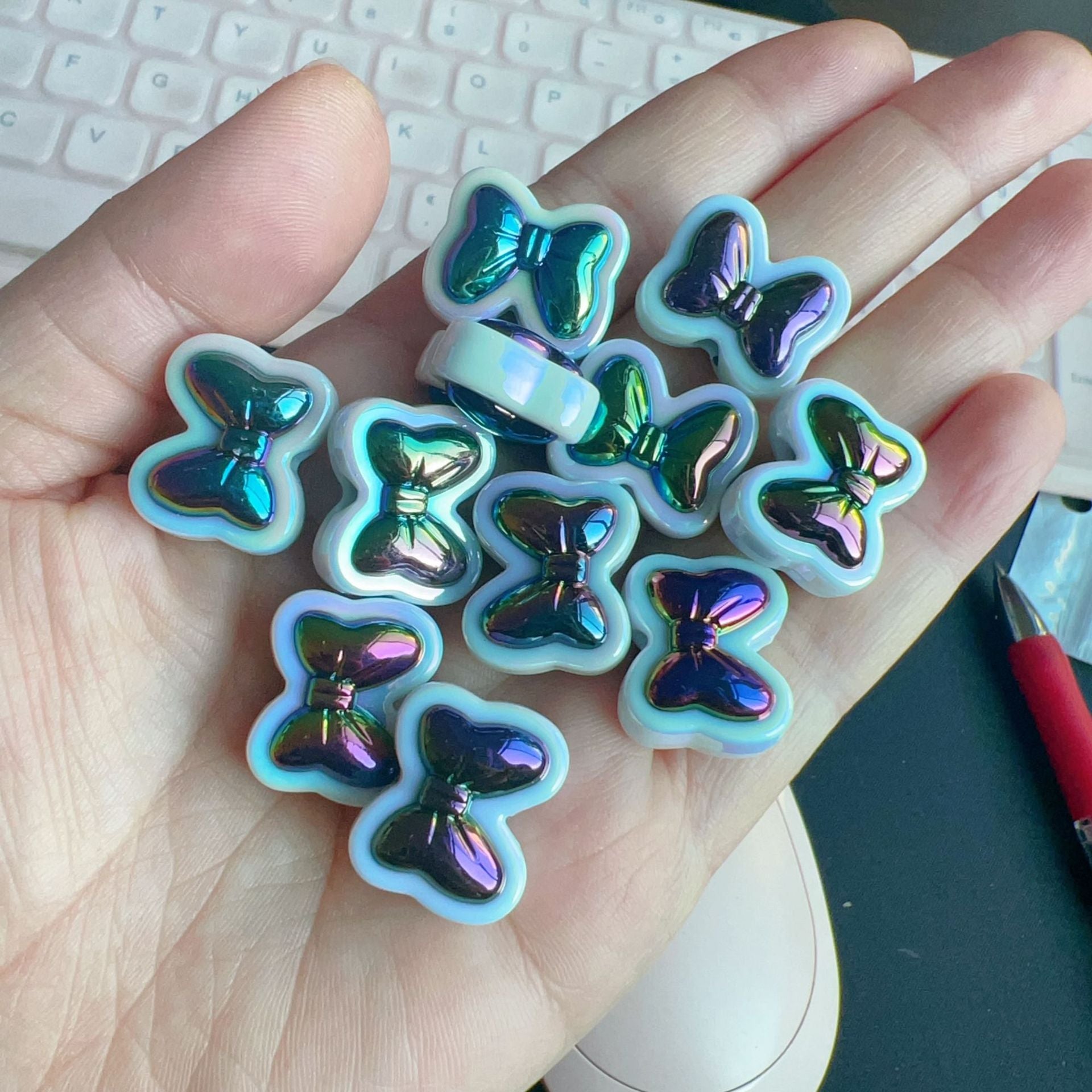 Wholesale of 10PCS Acrylic UV Coated Dark Series Straight Hole Beads