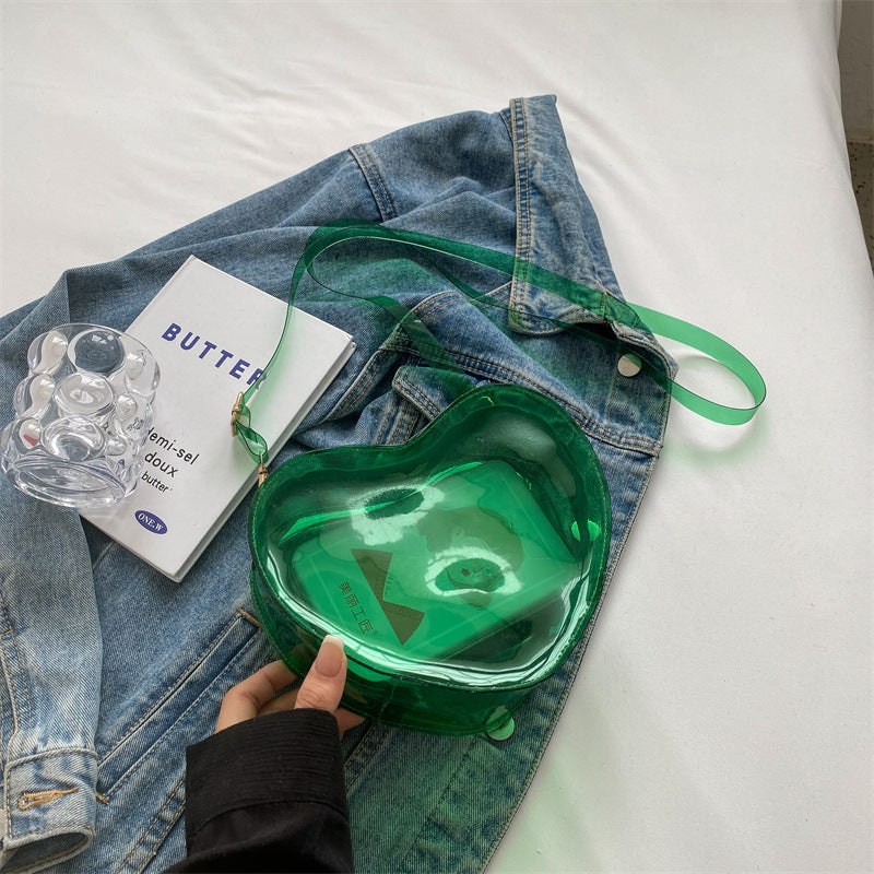 Bolso de corazón translúcido de PVC al por mayor