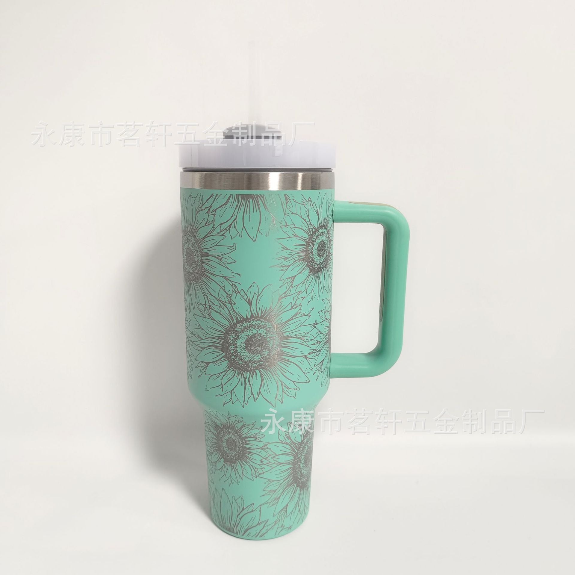 Wholesale Tumbler Ice Cup Laser Sunflower Car-mounted Stainless Steel Vacuum Insulated 40oz Handle Cup