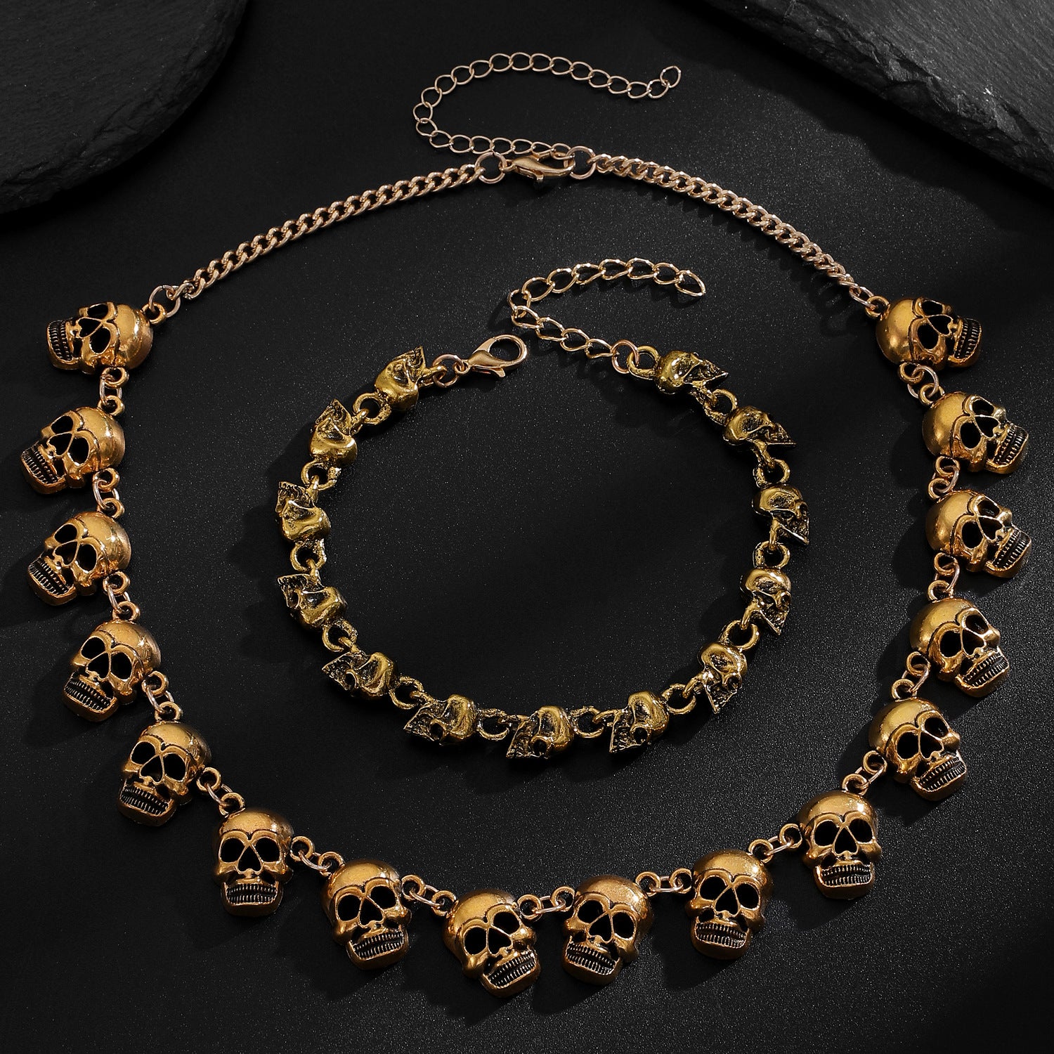 Wholesale Bold Gothic Skull Choker Necklace And Bracelet Set For Women Trendy  Jewelry Accessory