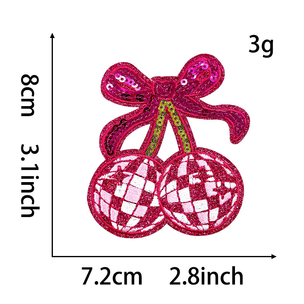 Wholesale Polyester Embroidered Iron On Patch Valentine Hearts Cherries Bow XOXO Everyday Use For Coats Bags