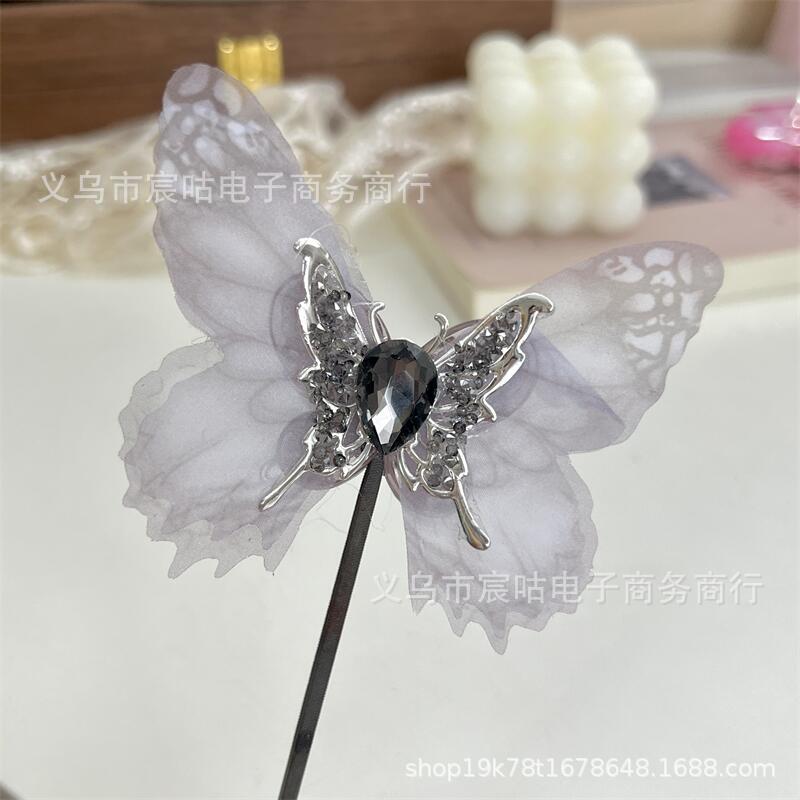 Wholesale  2pcs Big Butterfly Acrylic Alloy Adhesive Drill Handmade Through Hole