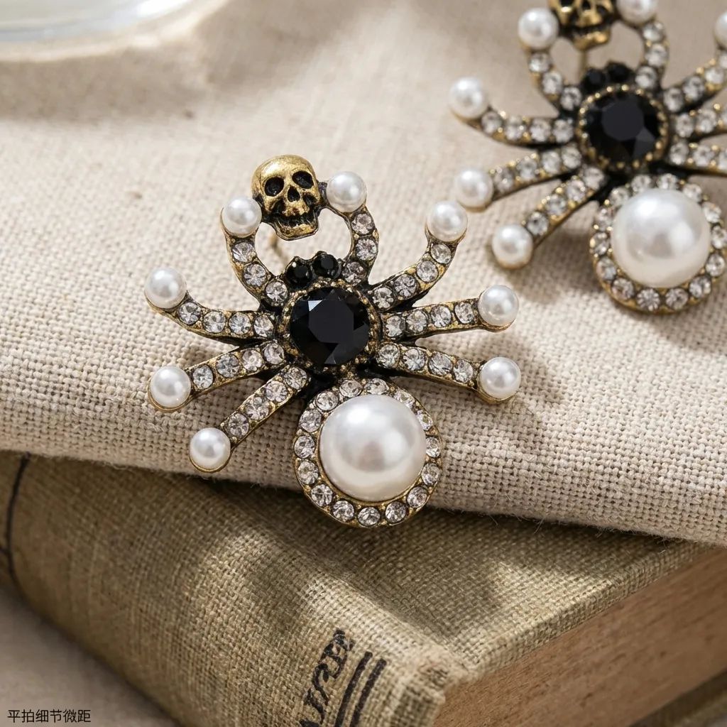 Wholesale Pearl Skull  Earrings Vintage Gothic Party Jewelry Accessory For Women