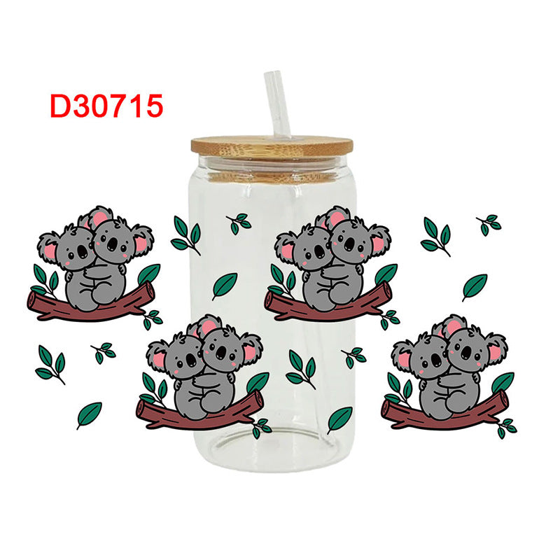 Wholesale Cartoon cute and colorful animals 16oz Cup UV DTF Wraps