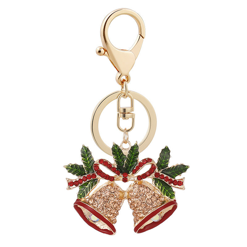 Wholesale Zinc Alloy Christmas Diamond Bell Keychain