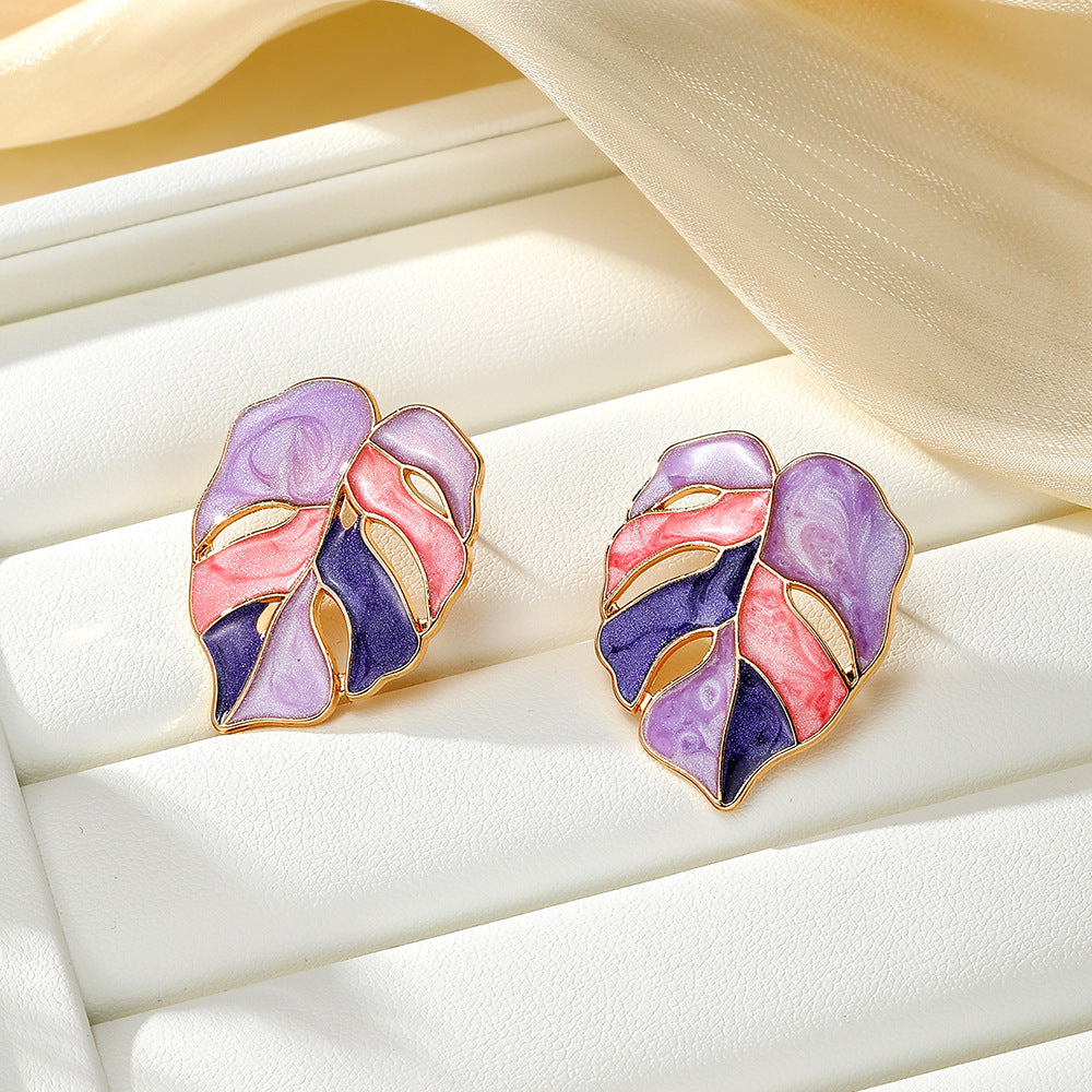 Wholesale Oil-Dropping Colorful Earrings Simple Fashion Earrings