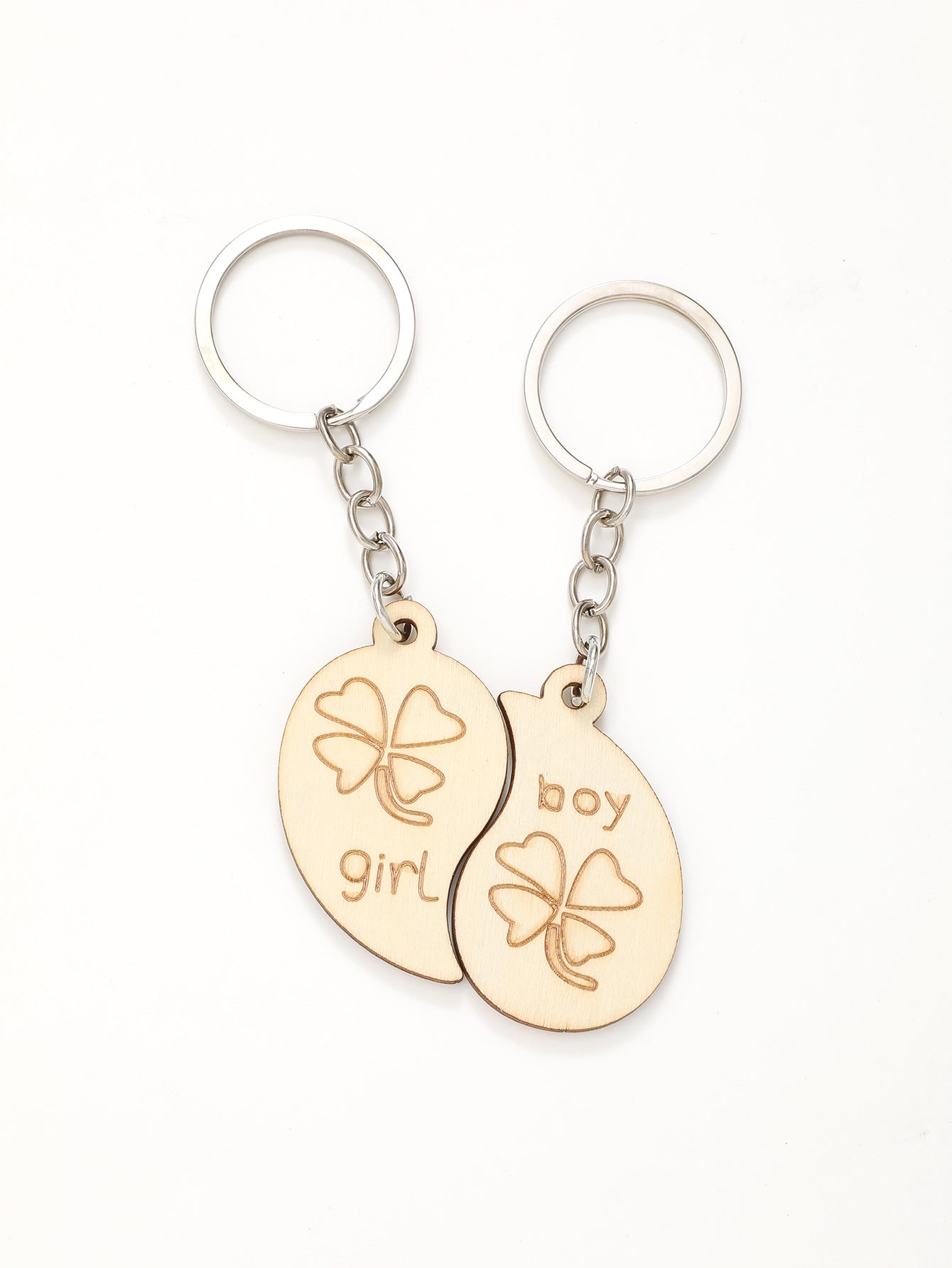 Wholesale Couple Gifts Wooden Clover Wooden Chips Laser Wooden Keychains