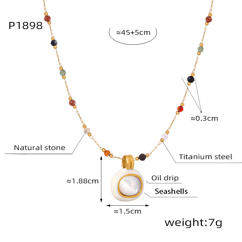 Wholesale Fashion Personality Titanium Steel Gold-plated Natural Stone Hand-beaded Simple Necklaces