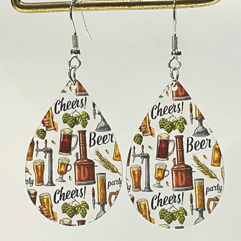Wholesale Retro Fun Cute Ice Beer Transparent Water Drop Earrings