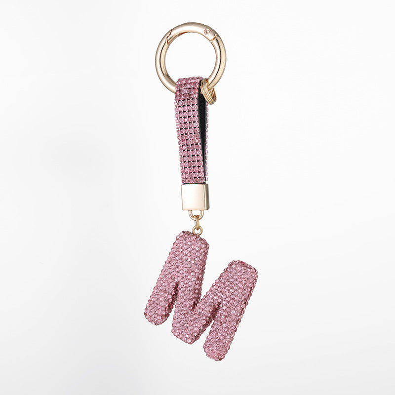 Wholesale Pottery Clay Water Diamond Alloy Dot Diamond Letter Keychain