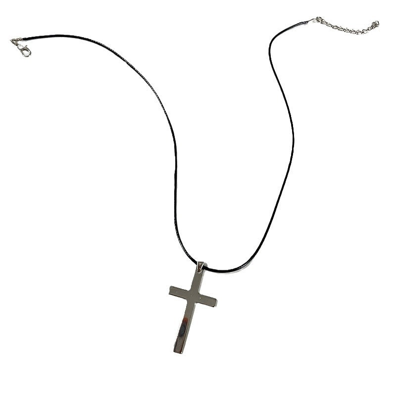 Wholesale Cross Black Rope Necklace Retro Alloy Pendant Jewelry