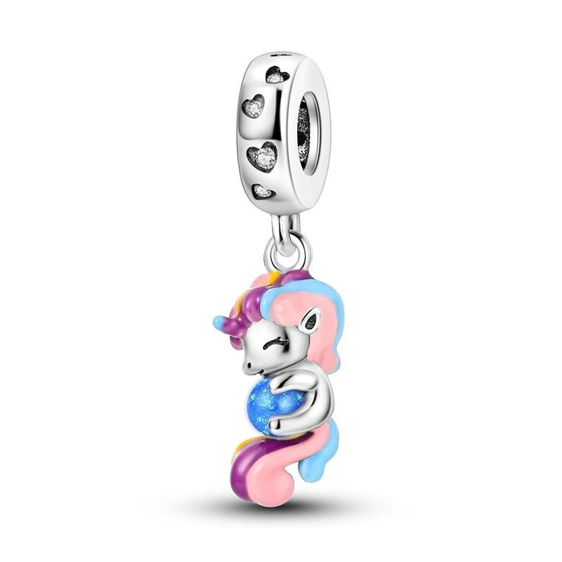 Wholesale Silver plated bead cute animal bracelet Charms
