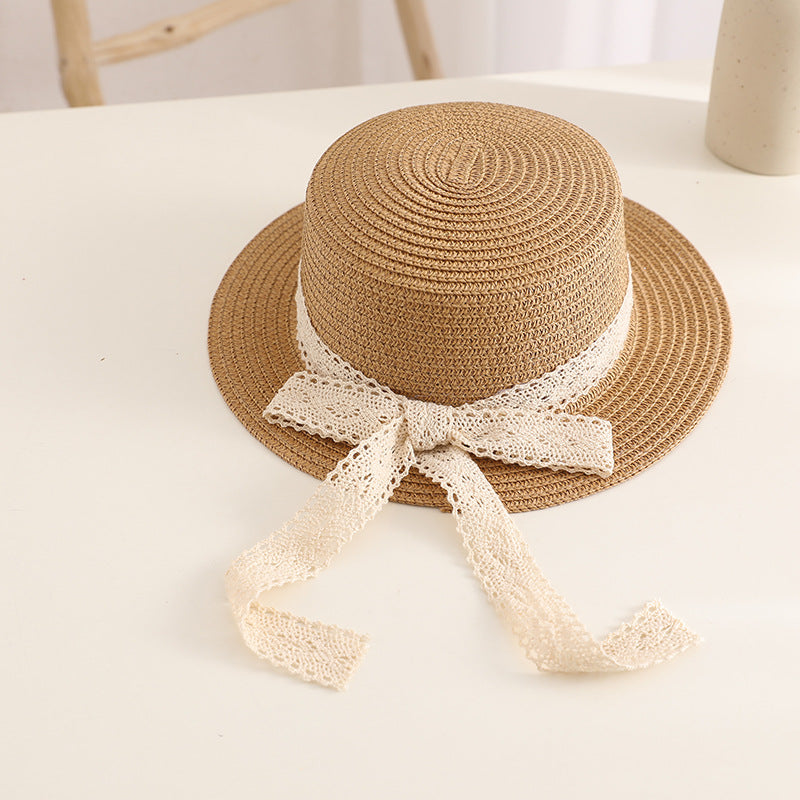 Wholesale Baby Princess Beach Lace Bow Folding Sun Protection Seaside Travel Sun Hat
