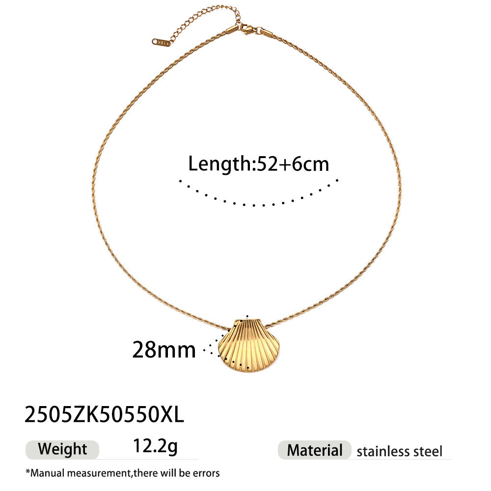 Wholesale Tyna European and American Light Luxury 18K Gold Stainless Steel Conch Sea Star Sun Thick Rope Necklace All-match Cross-border Trendy Jewelry