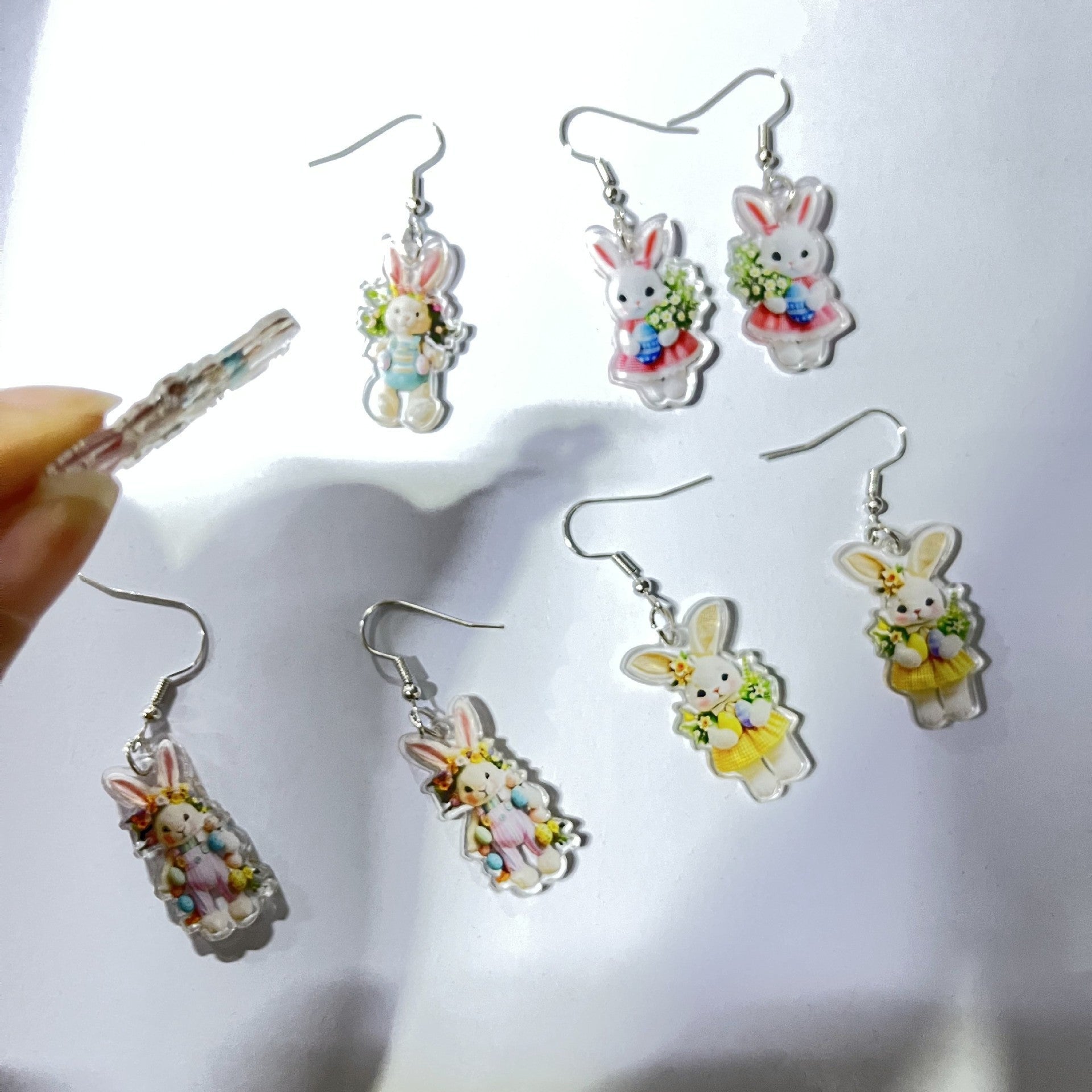 Wholesale Pink Rabbit Cartoon Valentine' s Day Acrylic Earrings