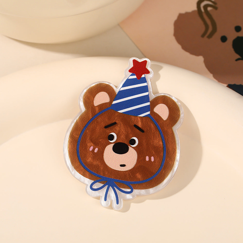 Wholesale 10pcs Cartoon Birthday Hat Bear Sweet Acrylic Patch
