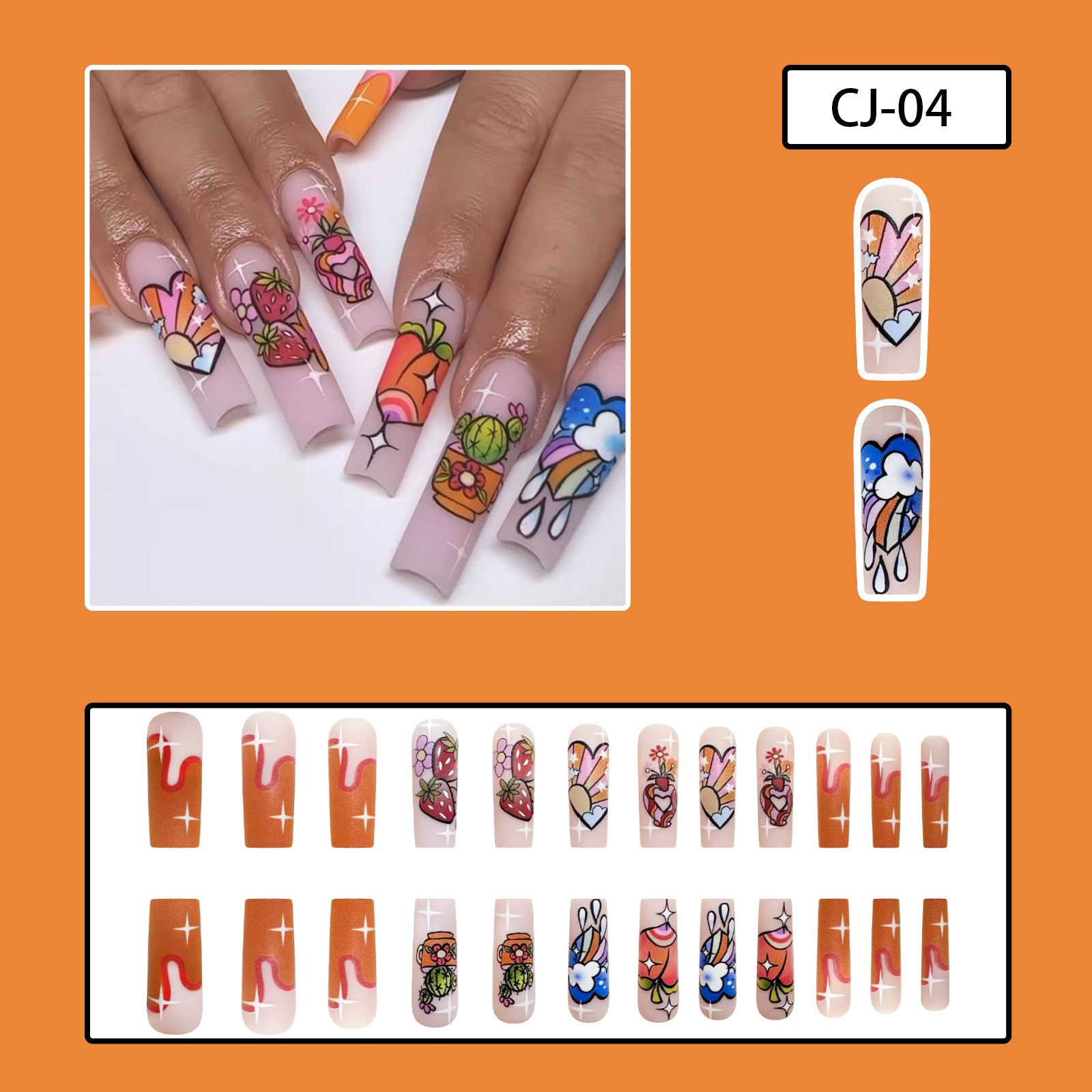 Wholesale Strawberry Cactus Peach Fruit Nail Stickers